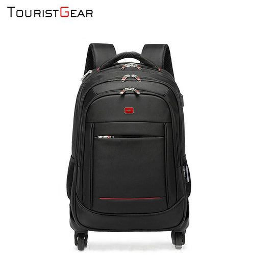 Classic Design Waterproof Men's Business Trolley Backpack With 4 Wheels Large Capacity Carry-on Backpack Suitcase for Wholesale