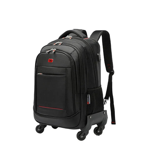 Classic Design Waterproof Men's Business Trolley Backpack With 4 Wheels Large Capacity Carry-on Backpack Suitcase for Wholesale